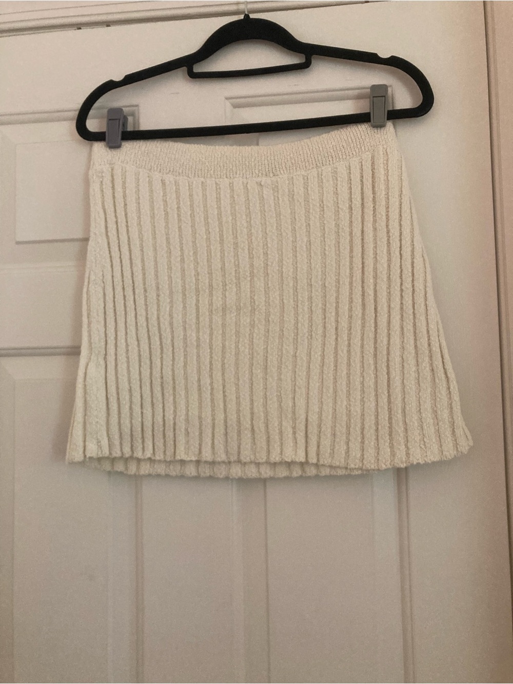 Free People Cream Ribbed A-Line Mini Skirt
